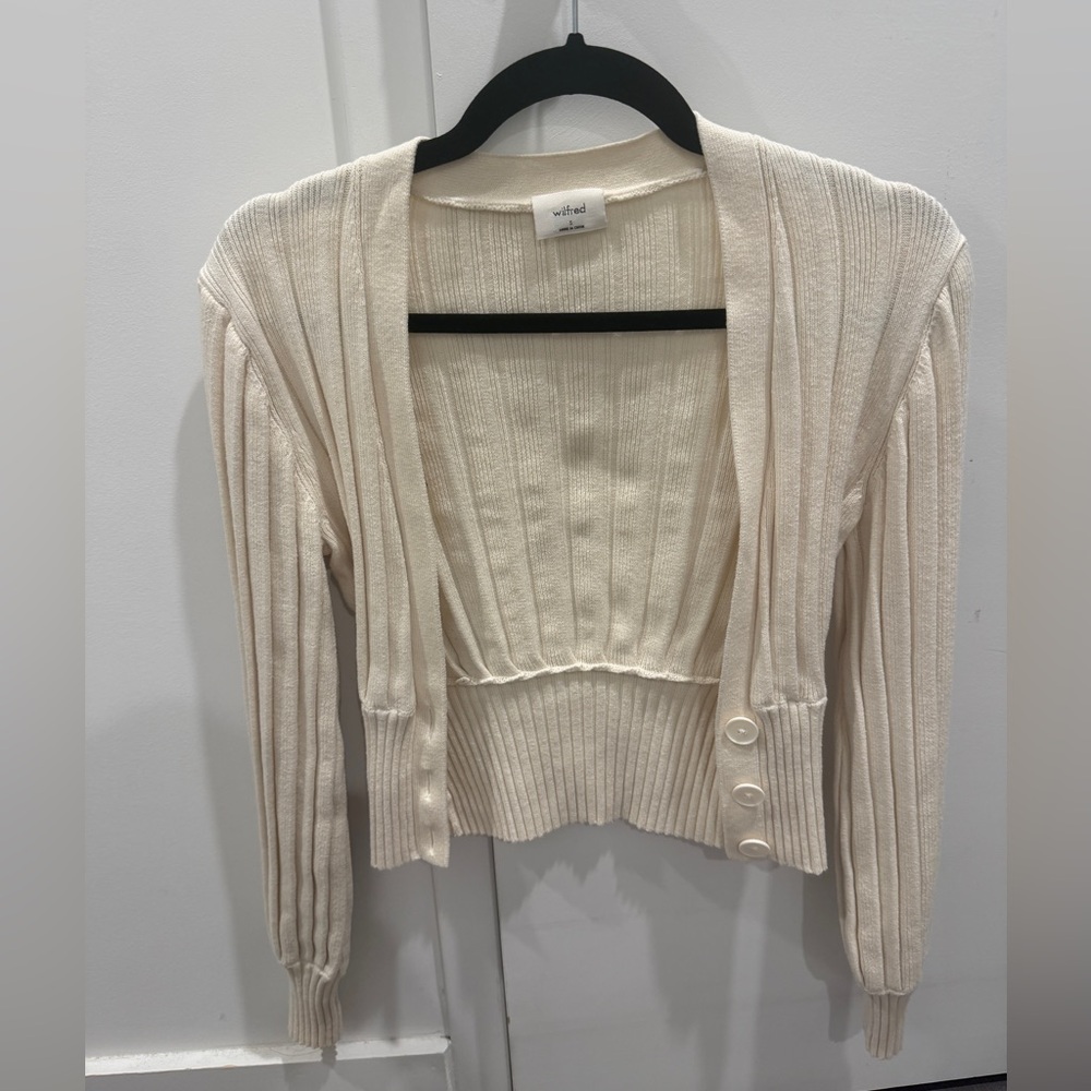 Aritzia Wilfred Ivory plunge Cardigan size Small